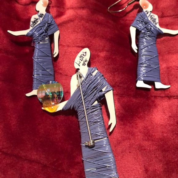 Vintage hand made pin and earrings - Picture 4 of 6